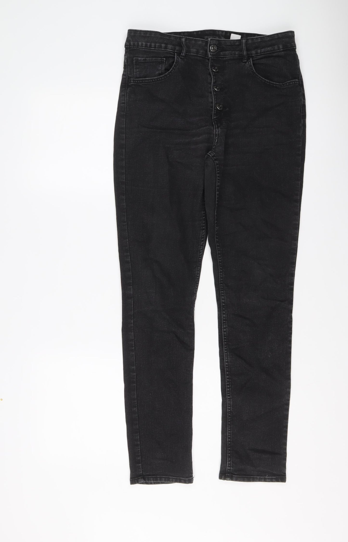 H&M Mens Black Cotton Straight Jeans Size 31 in L29 in Regular Button