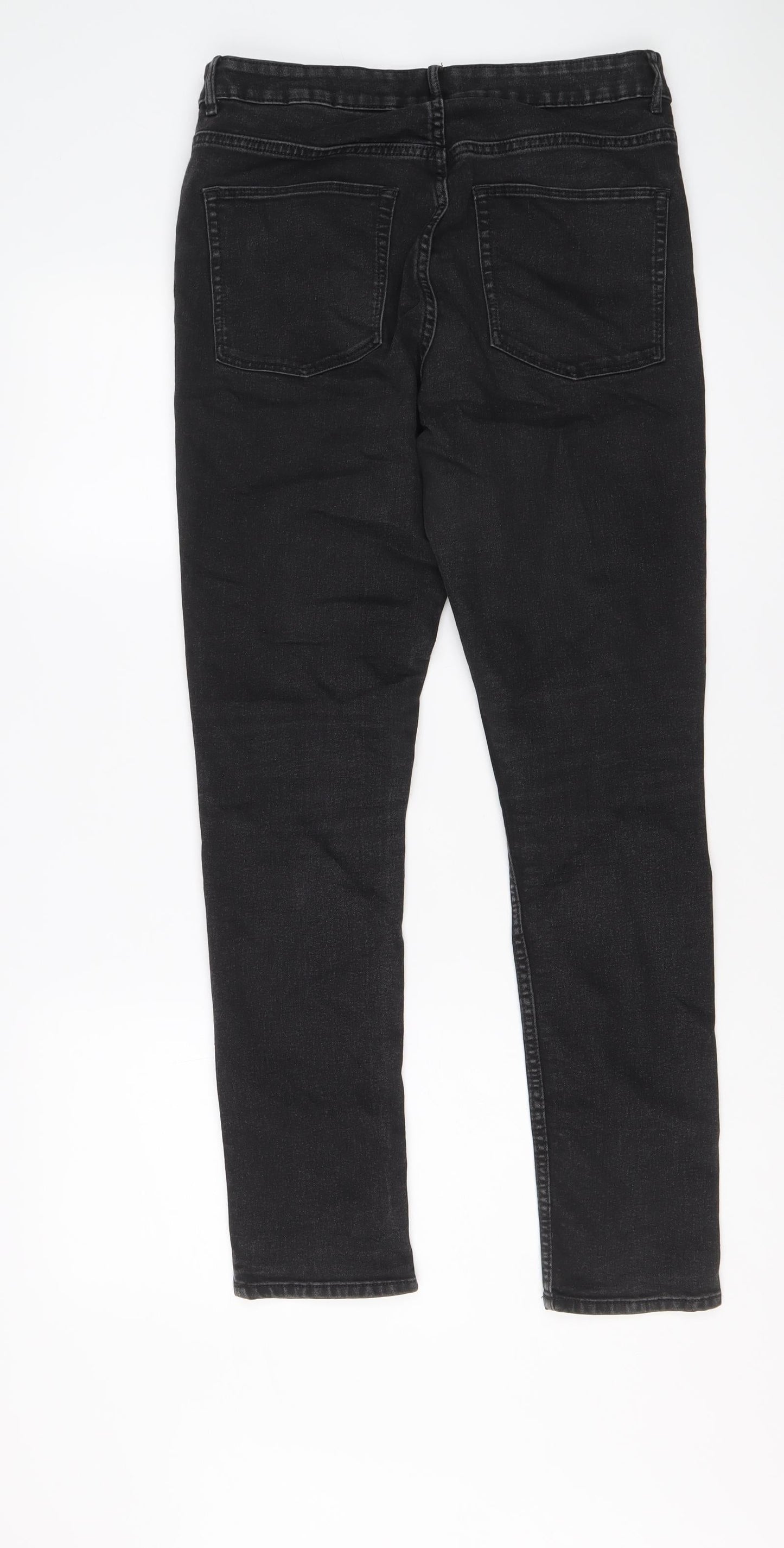 H&M Mens Black Cotton Straight Jeans Size 31 in L29 in Regular Button