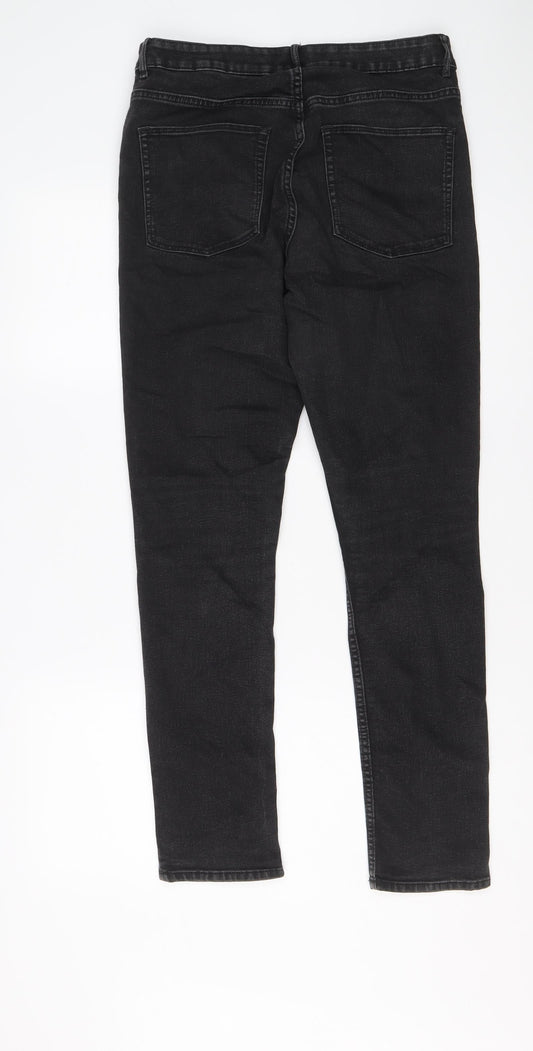 H&M Mens Black Cotton Straight Jeans Size 31 in L29 in Regular Button
