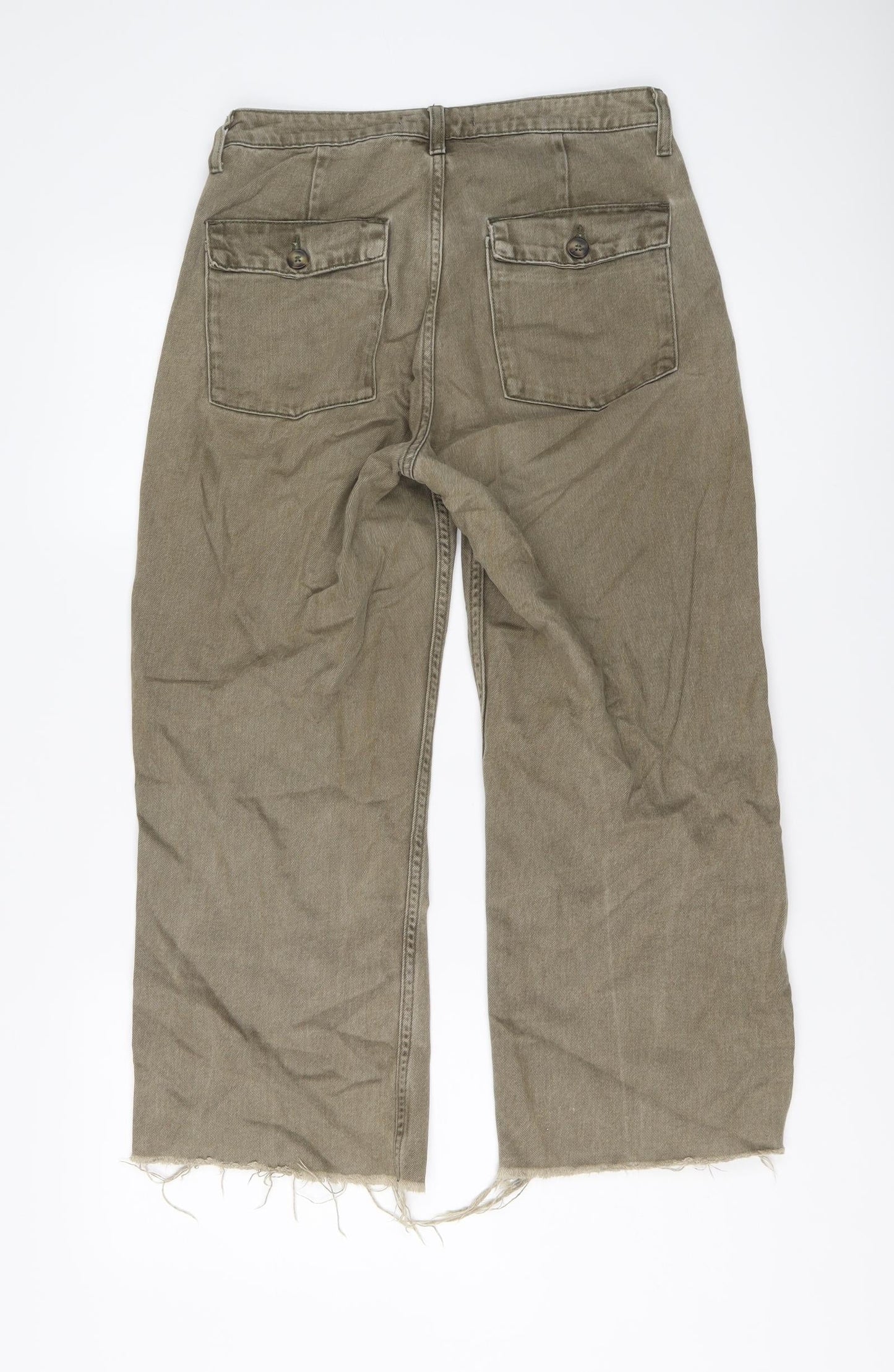 Denim & Co. Womens Brown Cotton Wide-Leg Jeans Size 8 L24 in Regular Button