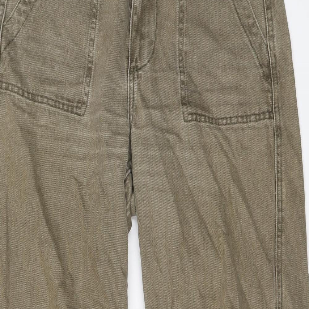 Denim & Co. Womens Brown Cotton Wide-Leg Jeans Size 8 L24 in Regular Button