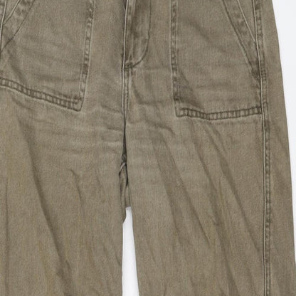 Denim & Co. Womens Brown Cotton Wide-Leg Jeans Size 8 L24 in Regular Button
