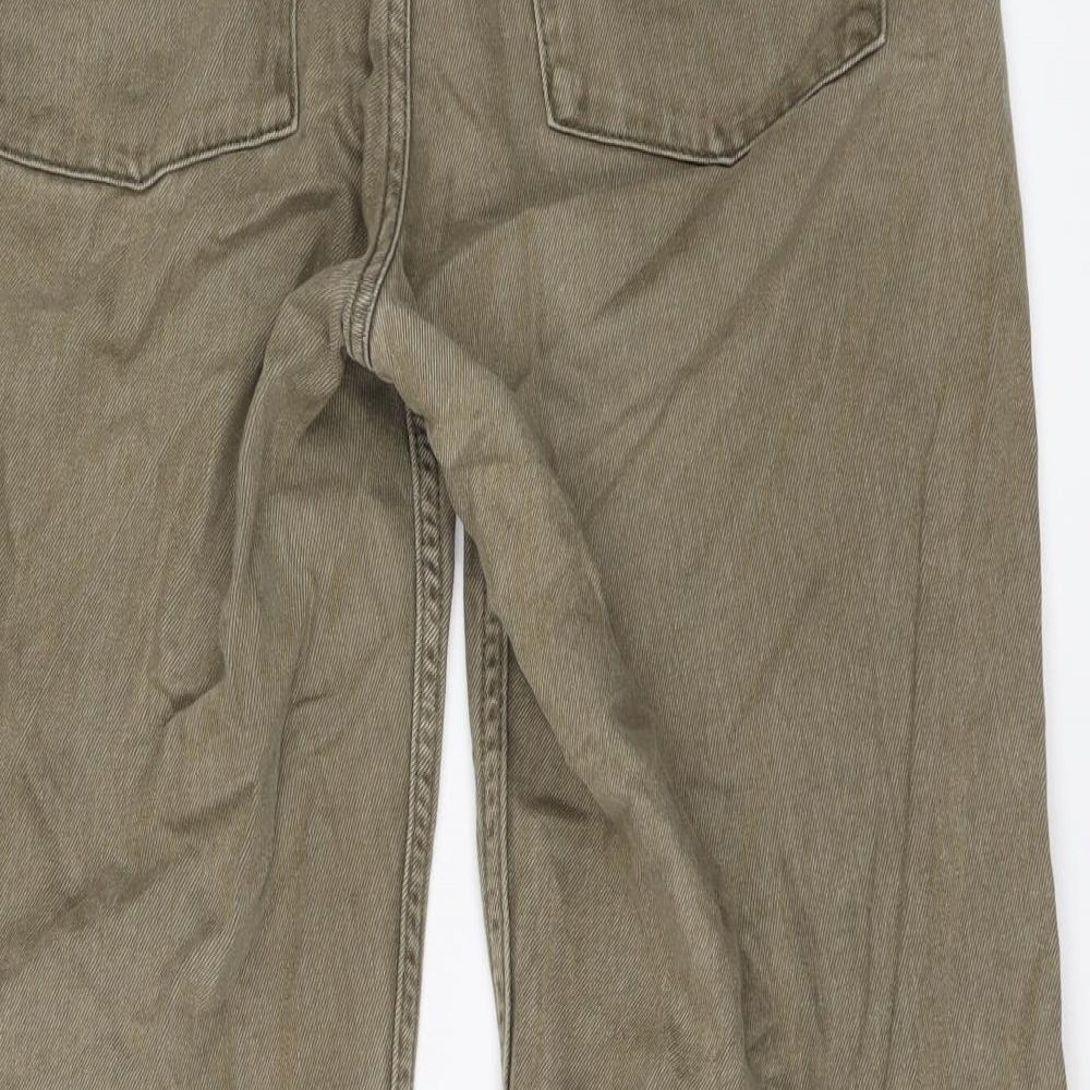 Denim & Co. Womens Brown Cotton Wide-Leg Jeans Size 8 L24 in Regular Button