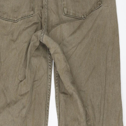 Denim & Co. Womens Brown Cotton Wide-Leg Jeans Size 8 L24 in Regular Button