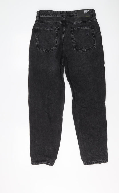 Bershka Womens Black Cotton Straight Jeans Size 8 L26 in Regular Button