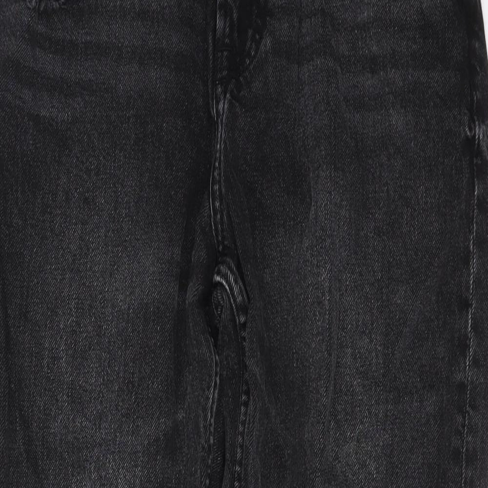 Bershka Womens Black Cotton Straight Jeans Size 8 L26 in Regular Button