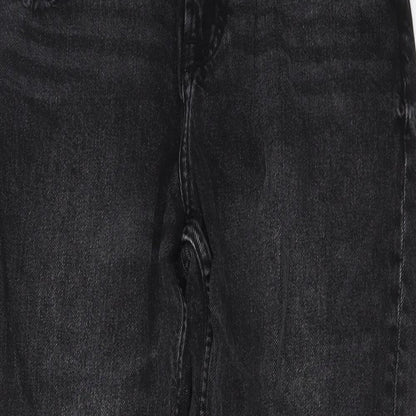 Bershka Womens Black Cotton Straight Jeans Size 8 L26 in Regular Button