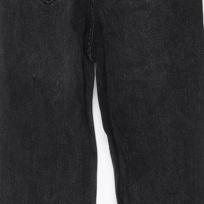 Bershka Womens Black Cotton Straight Jeans Size 8 L26 in Regular Button