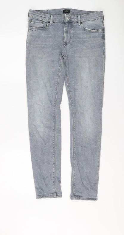 Mens UK Size 30 in River Island Regular Fit Straight Blue Jeans