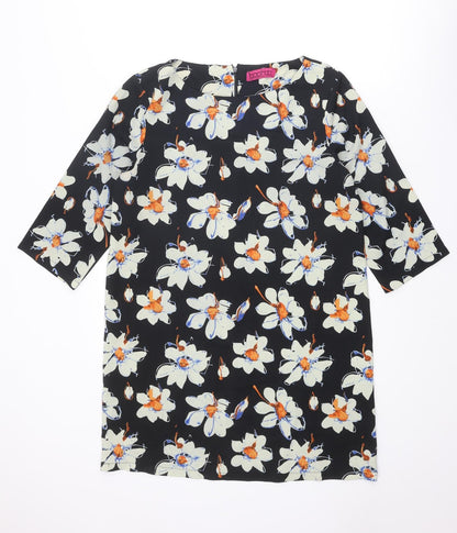 Boohoo Womens Multicoloured Floral Polyester A-Line Size 12 Round Neck Zip