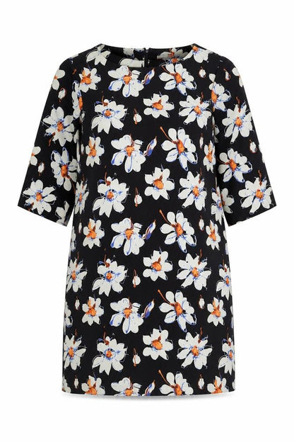 Boohoo Womens Multicoloured Floral Polyester A-Line Size 12 Round Neck Zip
