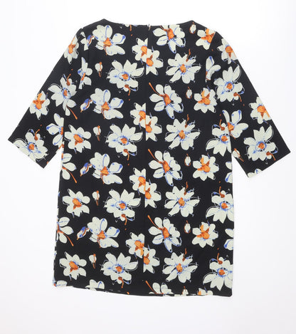 Boohoo Womens Multicoloured Floral Polyester A-Line Size 12 Round Neck Zip