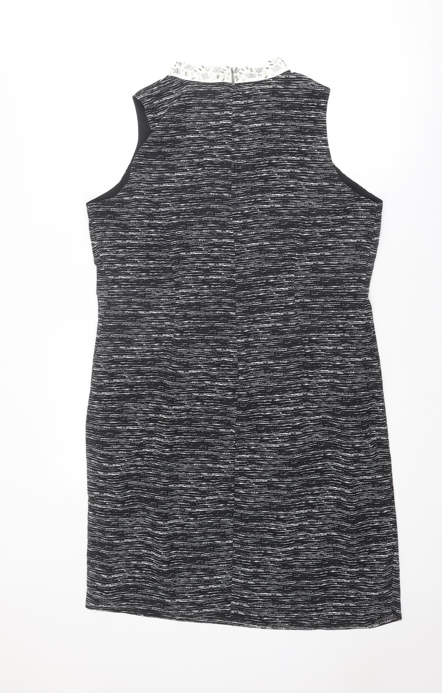 Autograph Womens Black Geometric Polyester Mini Size 16 Mock Neck Zip