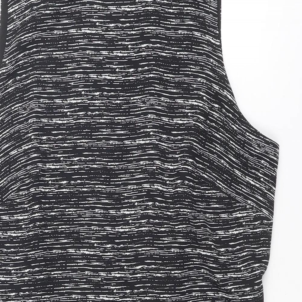 Autograph Womens Black Geometric Polyester Mini Size 16 Mock Neck Zip