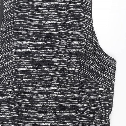 Autograph Womens Black Geometric Polyester Mini Size 16 Mock Neck Zip