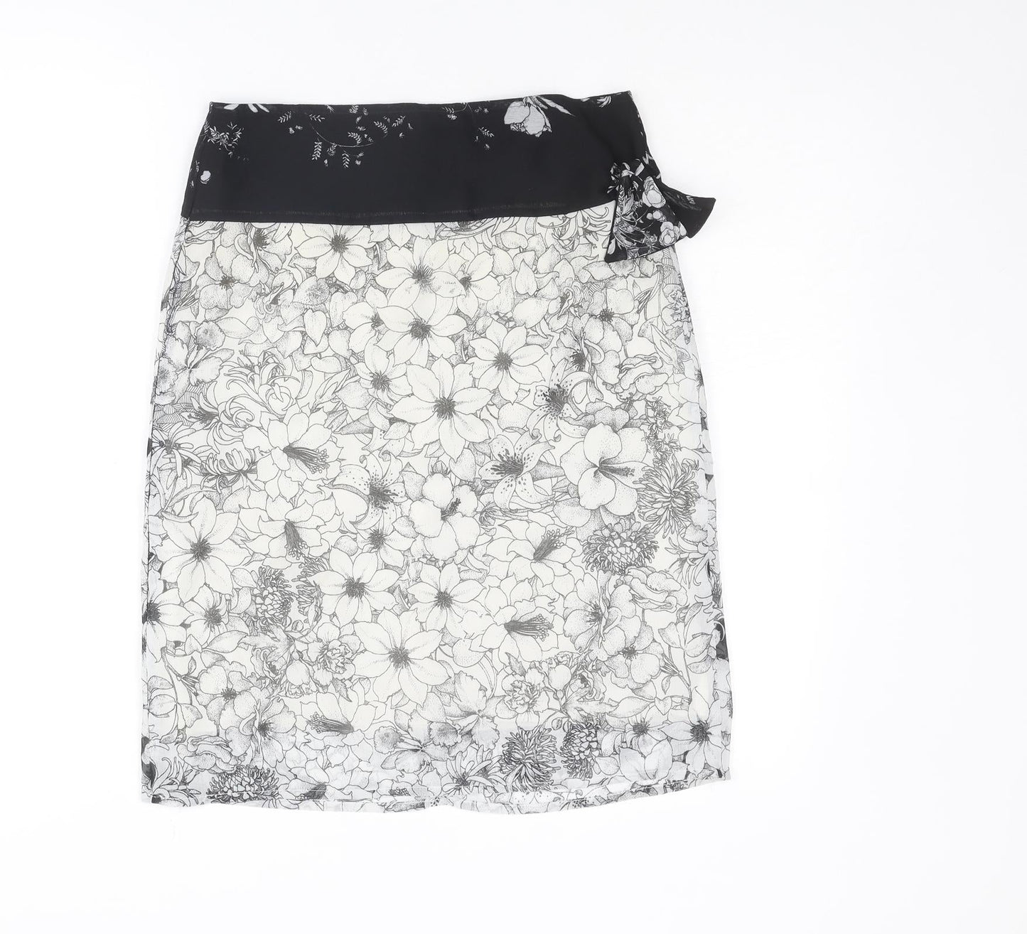Bandolera Womens White Floral Polyester A-Line Skirt Size 8 Zip
