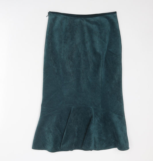 Country Casuals Womens Blue Polyester Trumpet Skirt Size 8 Zip