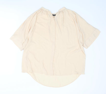 Womens UK Size S Zara Beige Basic Button-Up