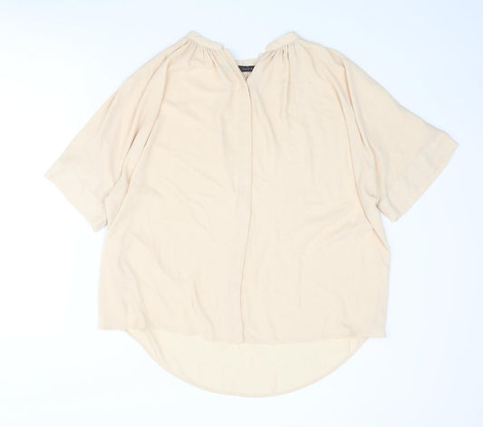 Womens UK Size S Zara Beige Basic Button-Up