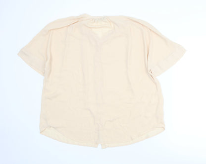 Womens UK Size S Zara Beige Basic Button-Up