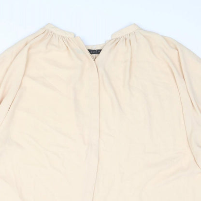 Womens UK Size S Zara Beige Basic Button-Up