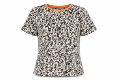Marks and Spencer Womens Multicoloured Animal Print Viscose Basic T-Shirt Size 12 Round Neck - Leopard Print
