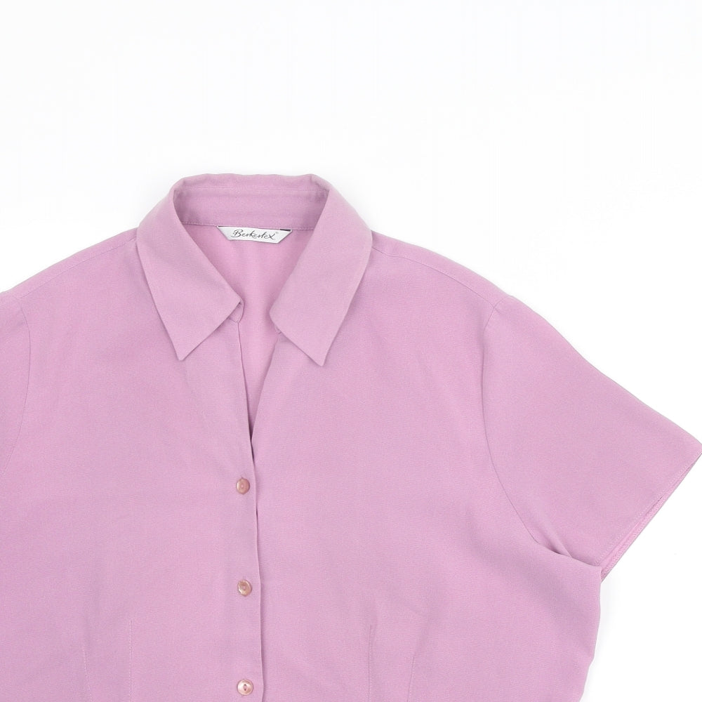 Berkertex Womens Purple Polyester Basic Button-Up Size 16 Collared