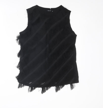 RESERVED Womens Black Polyester Basic Tank Size XS Round Neck