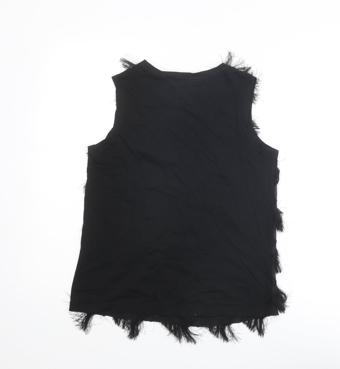 RESERVED Womens Black Polyester Basic Tank Size XS Round Neck