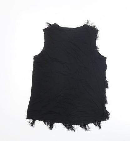 RESERVED Womens Black Polyester Basic Tank Size XS Round Neck