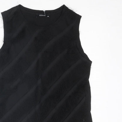 RESERVED Womens Black Polyester Basic Tank Size XS Round Neck