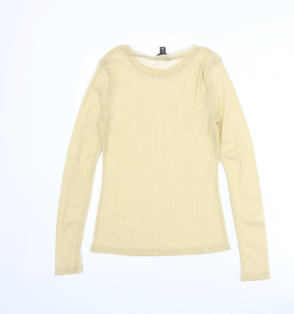 River Island Womens Gold Polyester Basic T-Shirt Size 10 Round Neck