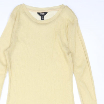 River Island Womens Gold Polyester Basic T-Shirt Size 10 Round Neck