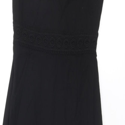Miss Selfridge Womens Black Cotton Tank Dress Size 4 Round Neck Zip - Open Back