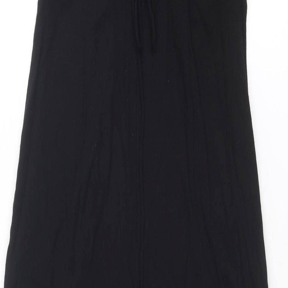 Miss Selfridge Womens Black Cotton Tank Dress Size 4 Round Neck Zip - Open Back