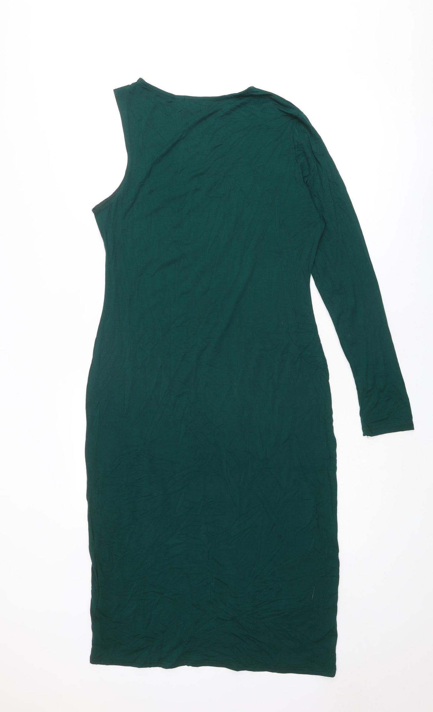 ASOS Womens Green Paisley Viscose Shift Size 18 One Shoulder Pullover