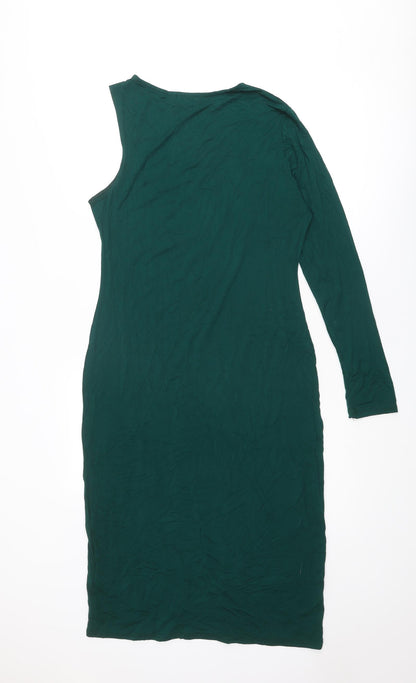 ASOS Womens Green Paisley Viscose Shift Size 18 One Shoulder Pullover