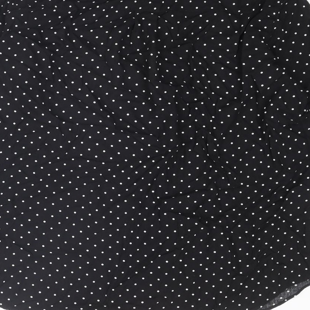 H&M Womens Black Polka Dot Viscose Basic Button-Up Size M Collared