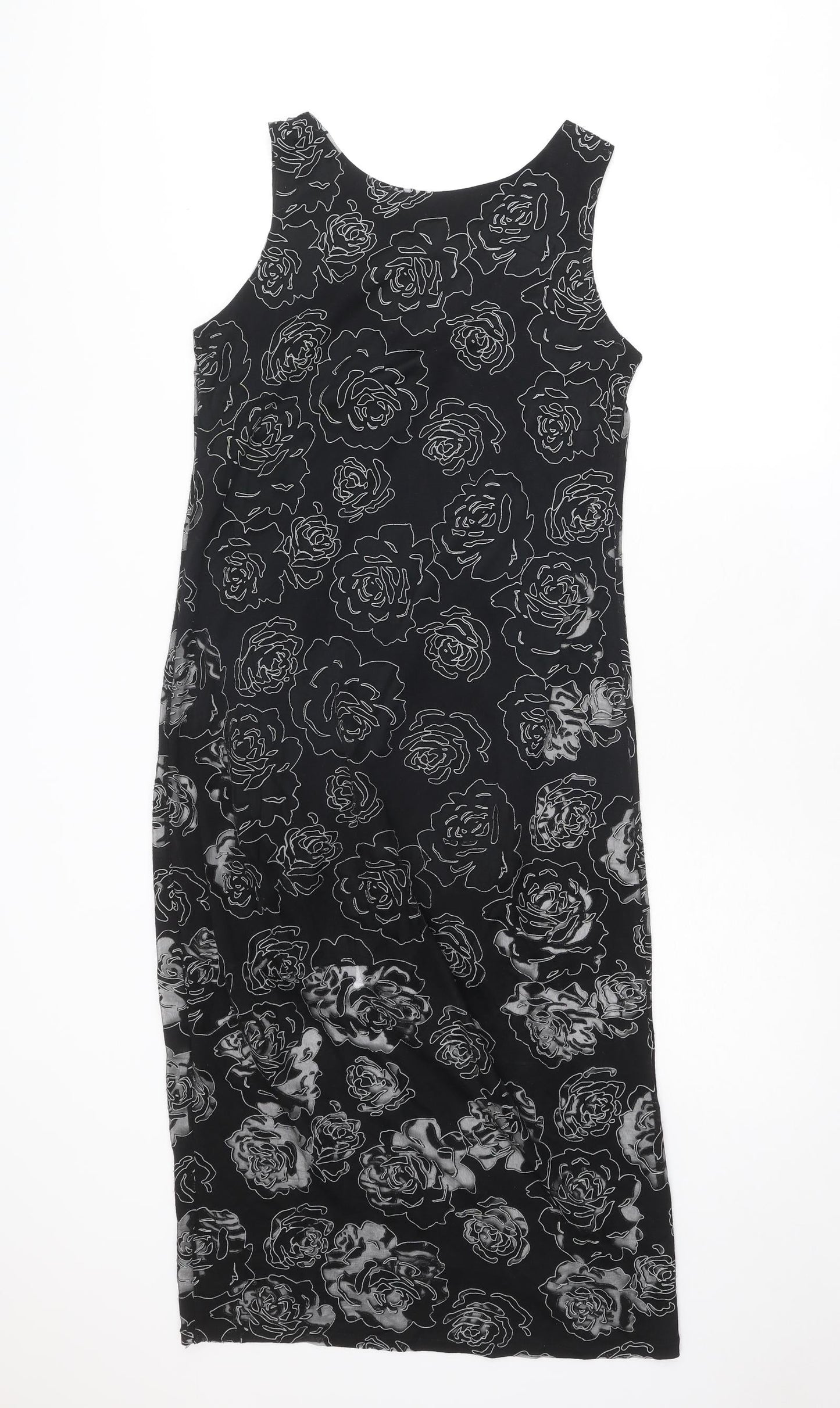 Sweet Poison Womens Black Floral Polyester A-Line Size 10 Round Neck Pullover