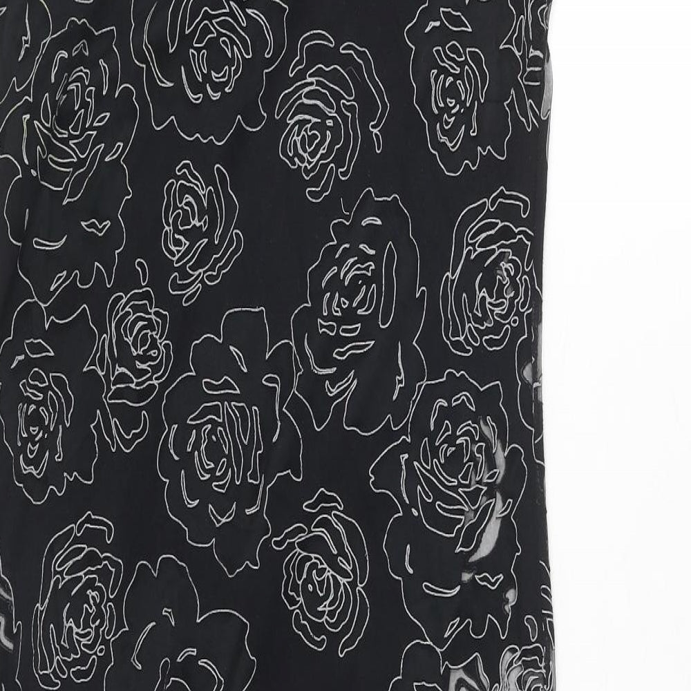 Sweet Poison Womens Black Floral Polyester A-Line Size 10 Round Neck Pullover