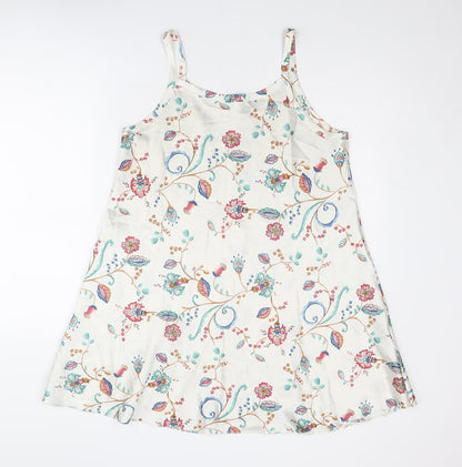 St Michael Womens Multicoloured Floral Polyester Tank Dress Size 12 Round Neck Pullover