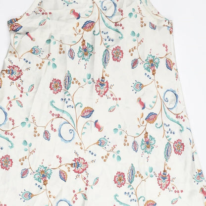 St Michael Womens Multicoloured Floral Polyester Tank Dress Size 12 Round Neck Pullover