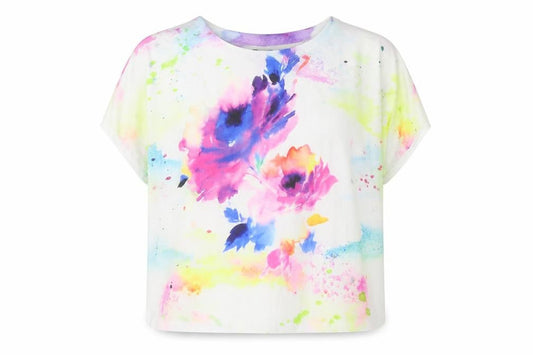Womens UK Size 10 Kaleidoscope Multicoloured Basic T-Shirt