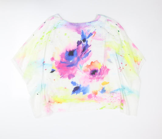 Womens UK Size 10 Kaleidoscope Multicoloured Basic T-Shirt