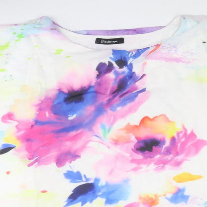 Womens UK Size 10 Kaleidoscope Multicoloured Basic T-Shirt