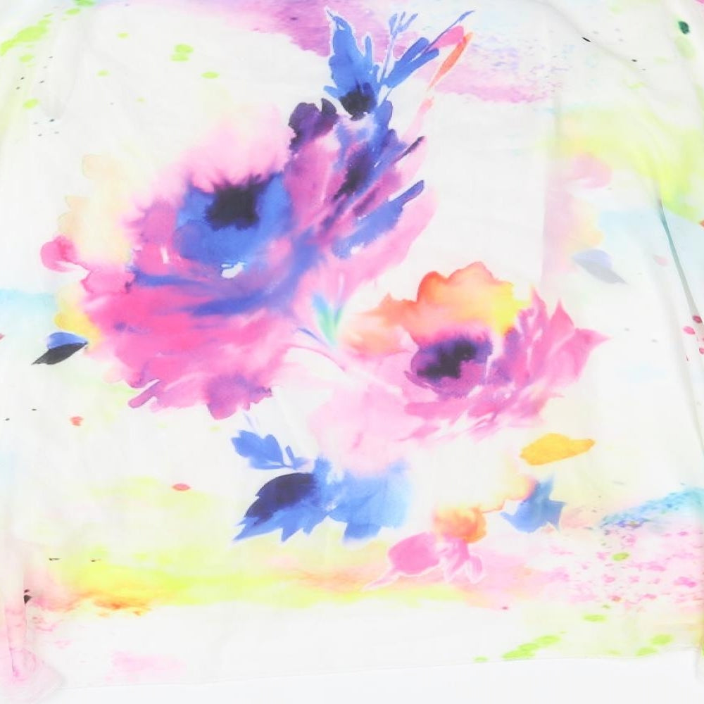 Womens UK Size 10 Kaleidoscope Multicoloured Basic T-Shirt