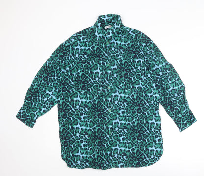 Womens UK Size S Gallery Green Basic Button-Up
