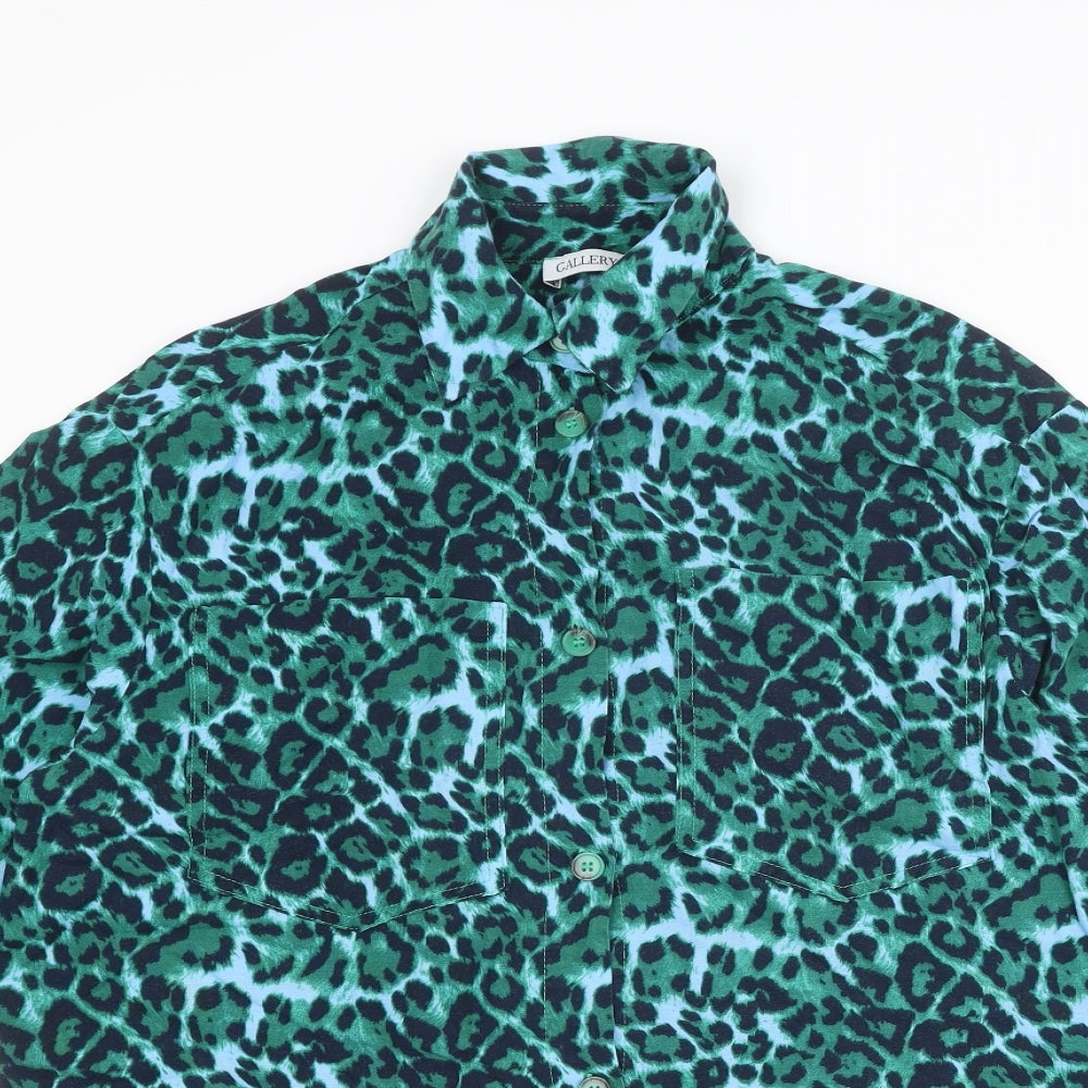 Womens UK Size S Gallery Green Basic Button-Up