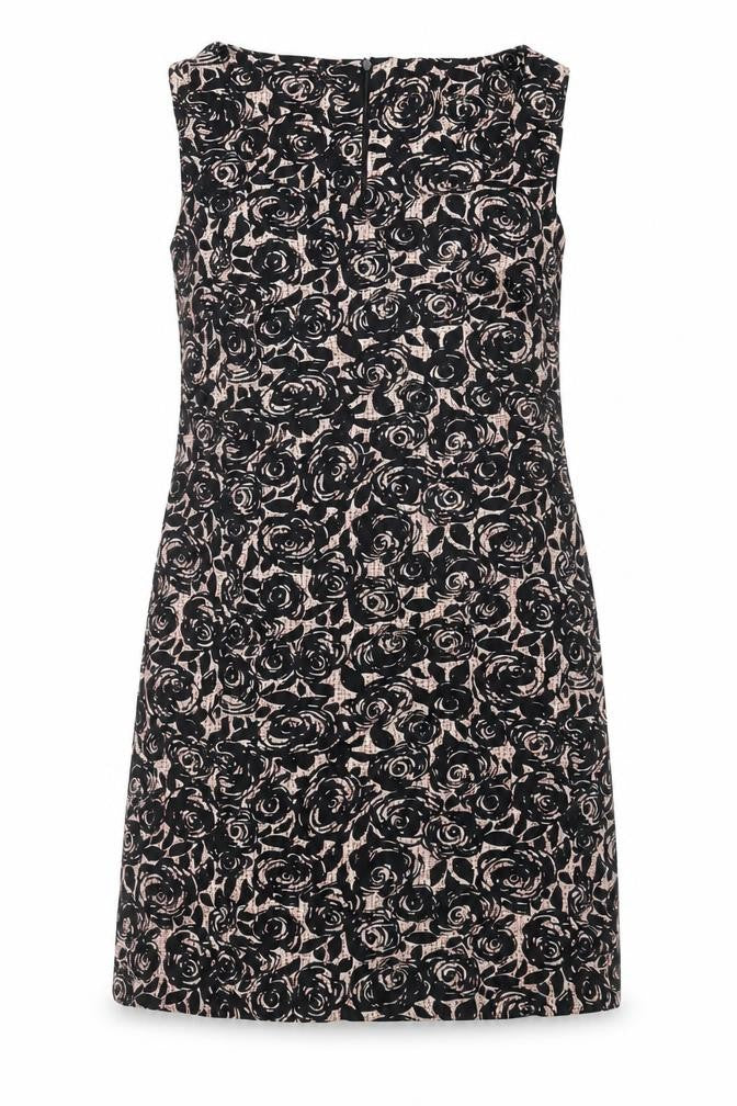 Epilogue Womens Black Floral Polyester Shift Size 14 V-Neck Zip