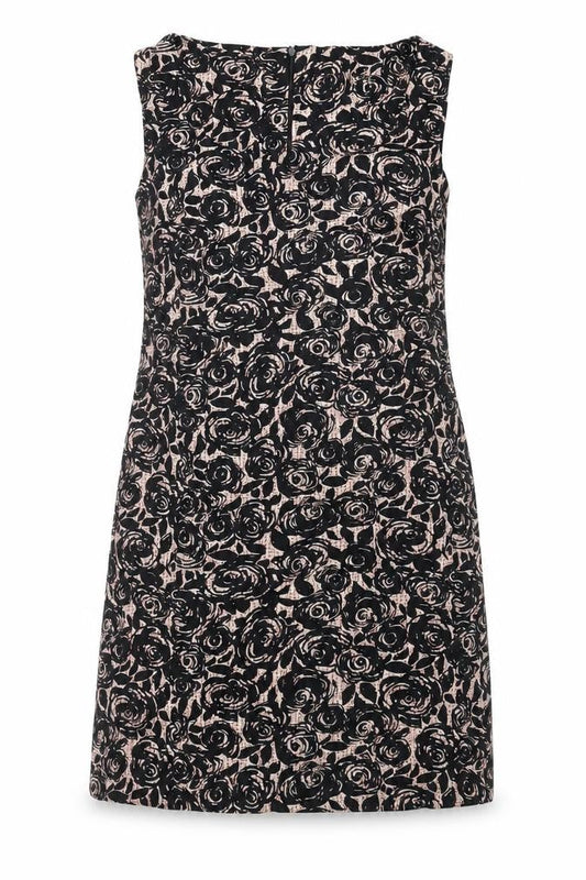 Epilogue Womens Black Floral Polyester Shift Size 14 V-Neck Zip
